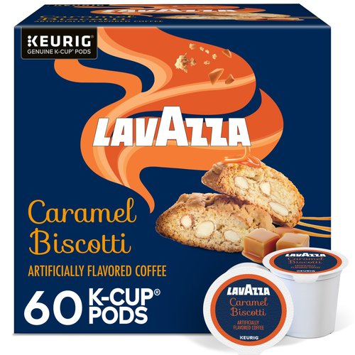 Lavazza Caramel Biscotti Coffee, Single Serve Keurig K-Cup Pods, Flavored Coffee, 60-Count Box (6 Packs of 10)