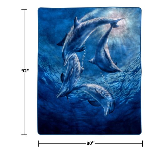 Lavish Home 92"x80" Weighted Blanket with Ocean Dolphins Pattern- Plush Thick 8 Pound Faux Mink Soft Fuzzy Blanket for Couch, Sofa and Bed