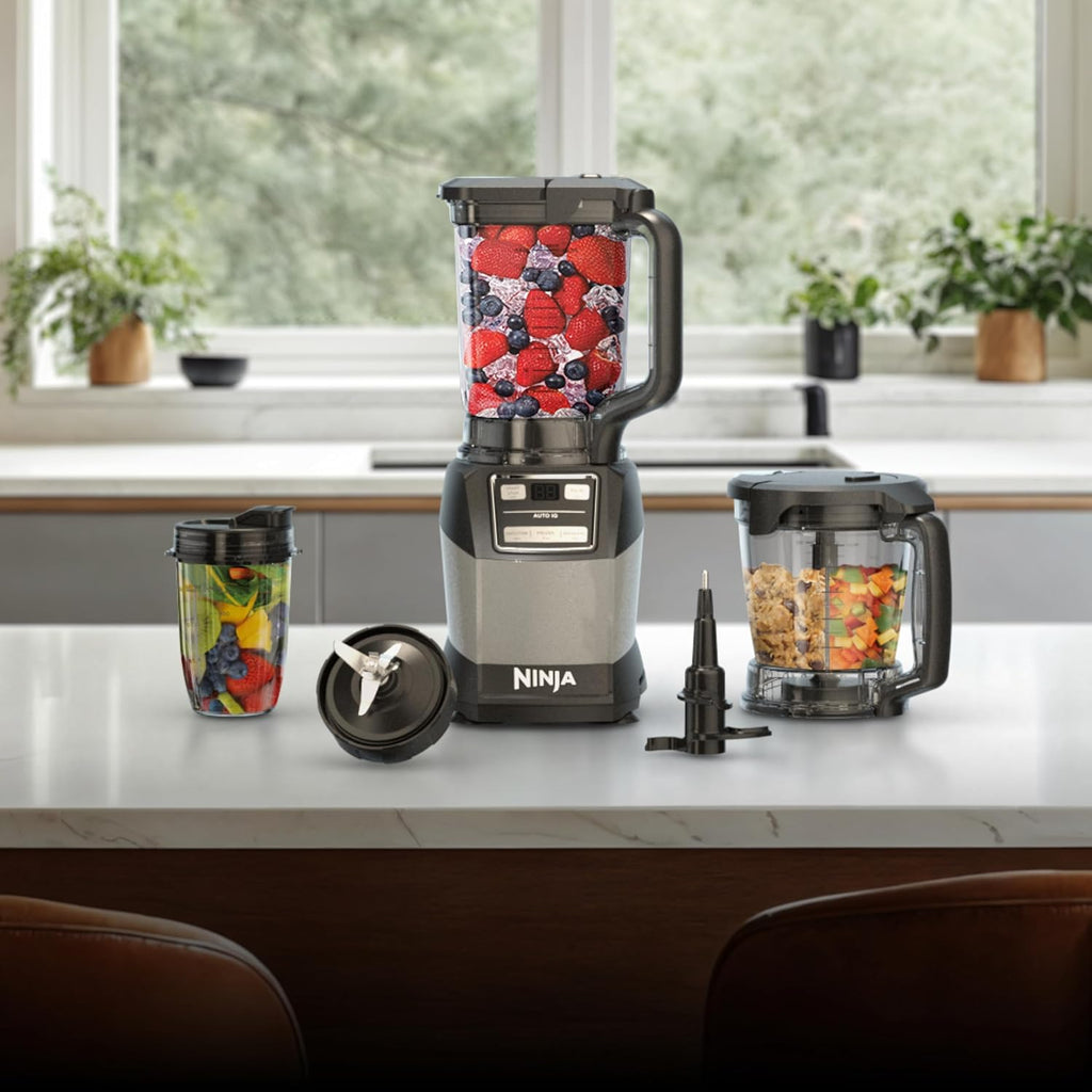 Ninja Blender - Compact Kitchen System with 1200W Power | 3 Functions for Smoothies, Dough & Frozen Drinks - Grey