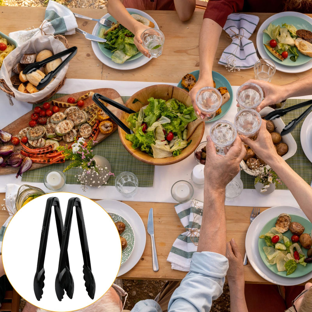 Boocalny 40Pcs Plastic Tongs for Serving Food, 9 Inch Thicken Plastic Serving Utensils Tongs, Heavy Duty Salad Tong, Disposable and Reusable Tong for Food Kitchen Buffets BBQ Events Catering, Medium