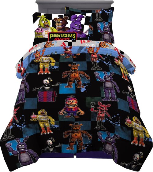 Franco Kids Bedding | Super Soft Comforter & Sheet Set with Sham - 5 Piece Twin Size, Five Nights At Freddy's
