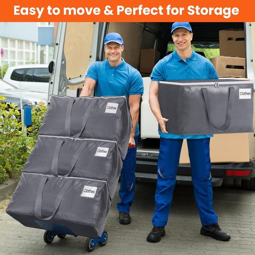 BlissTotes Large Storage Bags - Heavy Duty Moving Bags with Zippers & Handles | 93L, 6 Pack