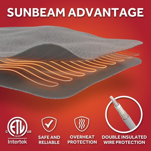 Sunbeam Royal Ultra Fleece Heated Electric Blanket, Twin Size, 84" x 62", 12 Heat Settings, 12-Hour Auto Shut-Off, Indigo