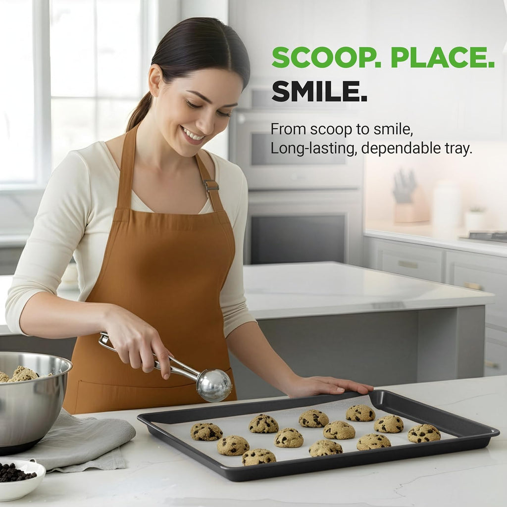NutriChef XL Mega Cookie Sheet Baking Pans Set - 22" x 16" Nonstick Carbon Steel Bakeware, Black