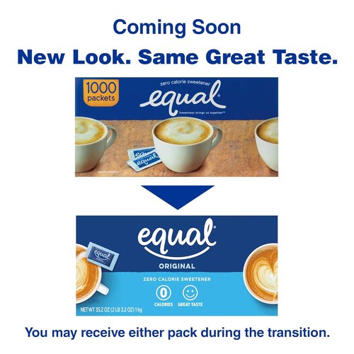 EQUAL 0 Calorie Sweetener - Zero Calorie Sugar Substitute Packets | 500 Count for Guilt-Free Sweetness