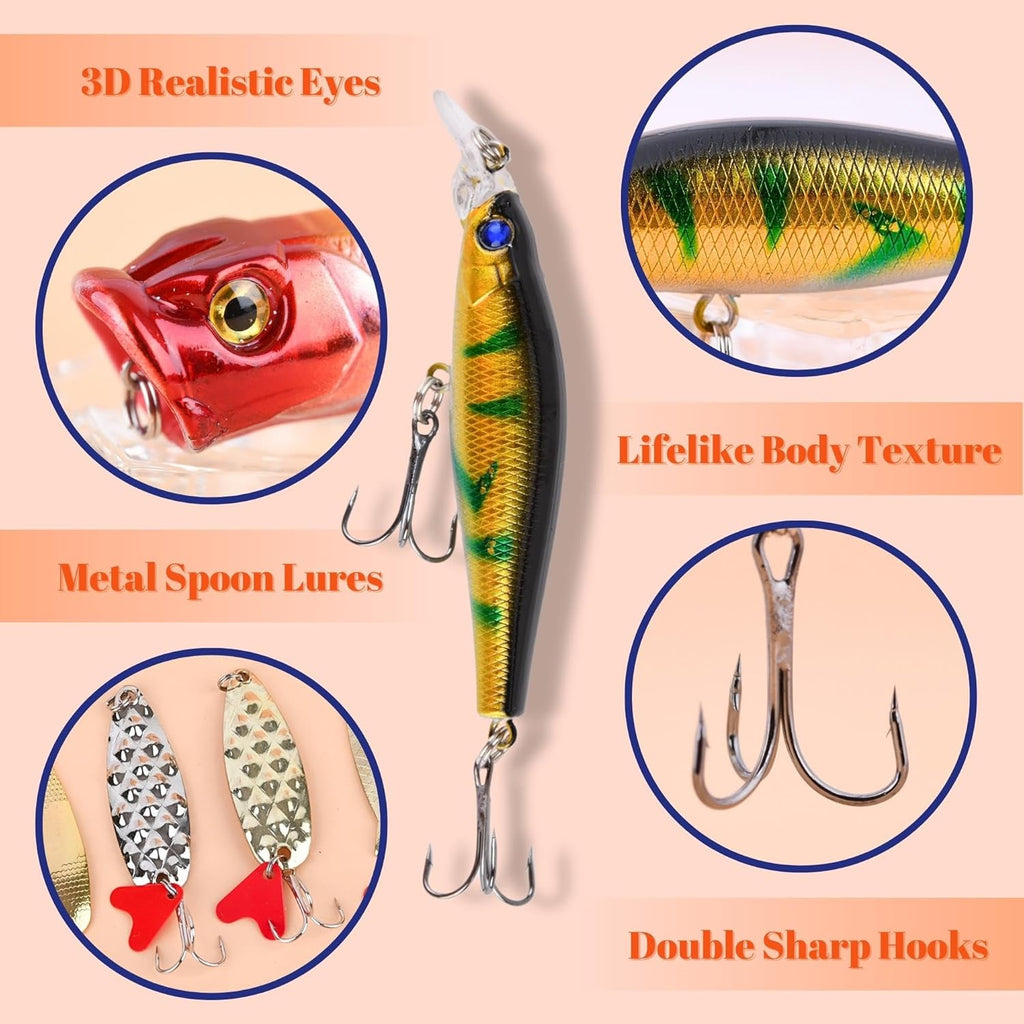 Advent Calendar Fishing Lures Set - 24 Days Countdown for Men & Boys | Perfect 2025 Christmas Gift