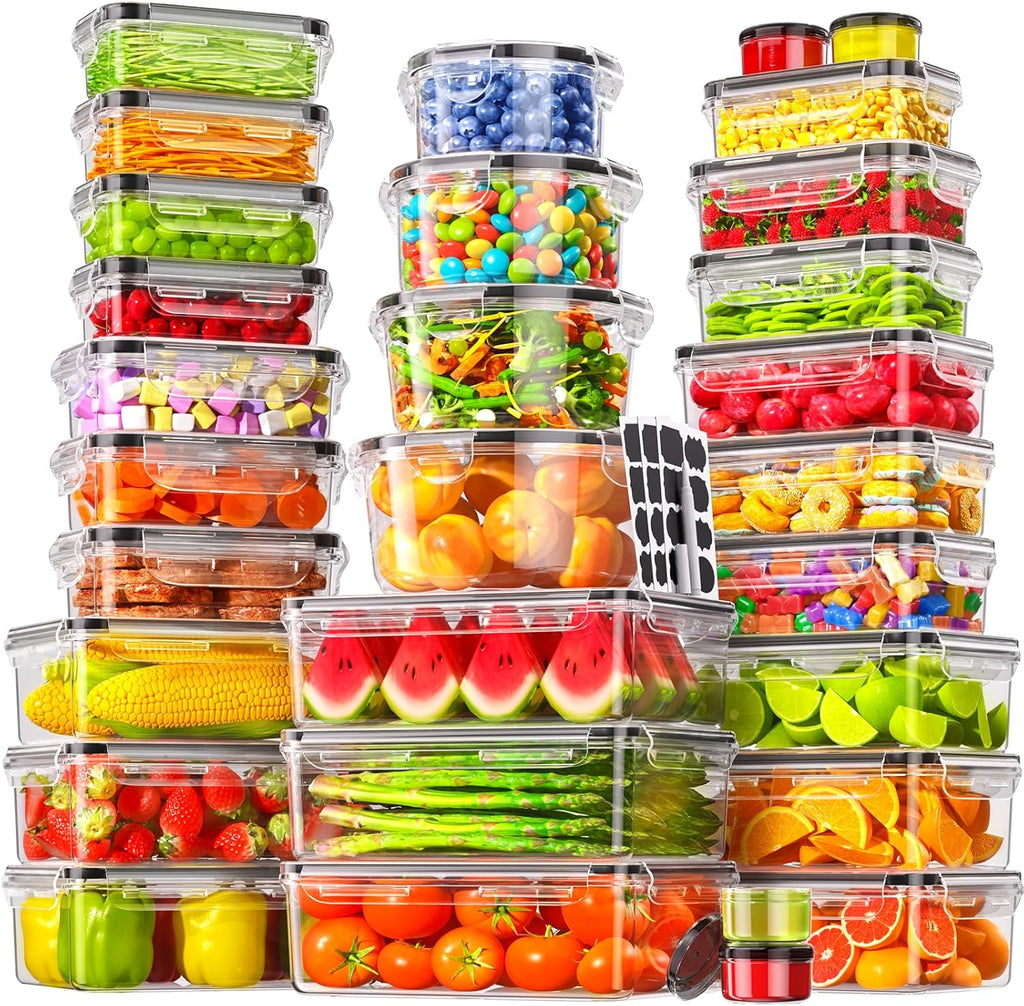 Skiennix 60 PCS Food Storage Containers Set - Airtight & Leak Proof, BPA-Free, Microwave Safe, Extra Labels Included
