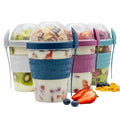 SECEL 4 Pcs Yogurt Parfait Cups Breakfast On The Go Reusable Plastic Containers With Lids And Spoons Take And Go Yogurt Cup With Topping Cereal Or Oatmeal Leak-proof Colorful Bowls