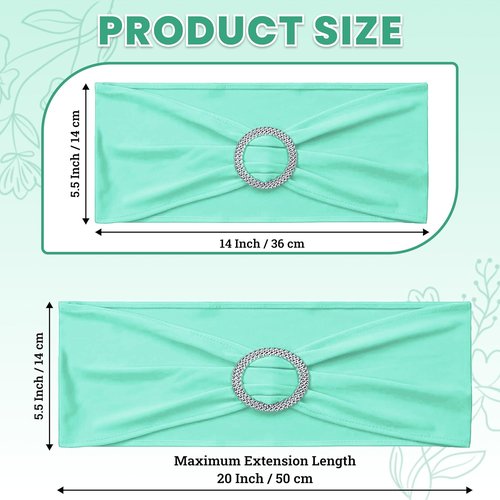 MDS Spandex Chair Sashes - Universal Fit Elastic Stretch Bows with Buckle Slider | Sea Green, Pack of 250