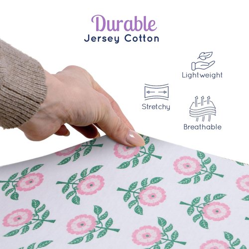 GROW WILD Crib Sheets 3 Pack - Soft & Stretchy Jersey Cotton Fitted Baby Crib Sheets for Girls, Cute Toddler Bed Sheets for Baby Girl (Hearts & Flowers)