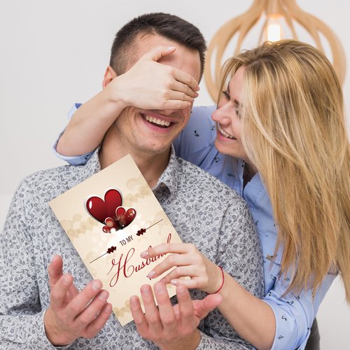 FSSDAS Sweet Valentines Day Card Gift for Husband, Romantic Valentine’s Day Cards Gifts from Wife.