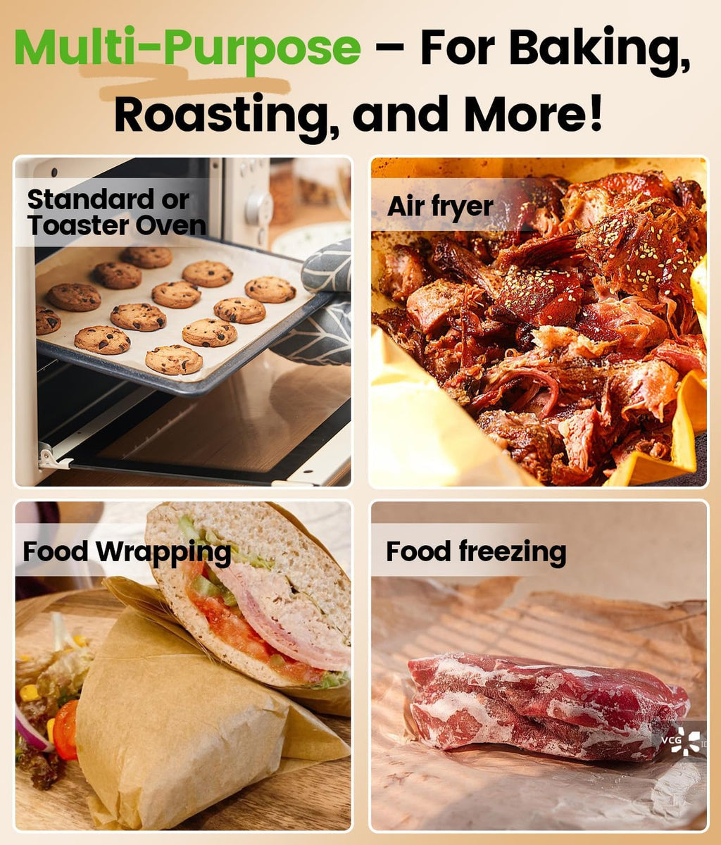 Unbleached Parchment Paper Sheets by [Brand Name] - 300 Non-Stick, Non-Toxic 12x16 Inch Baking Sheets for Oven, Grilling & Air Fryer