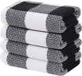 Homaxy Kitchen Towels - 100% Cotton Waffle Weave, Super Soft & Absorbent | 4-Pack, 13 x 28 Inches, White & Black