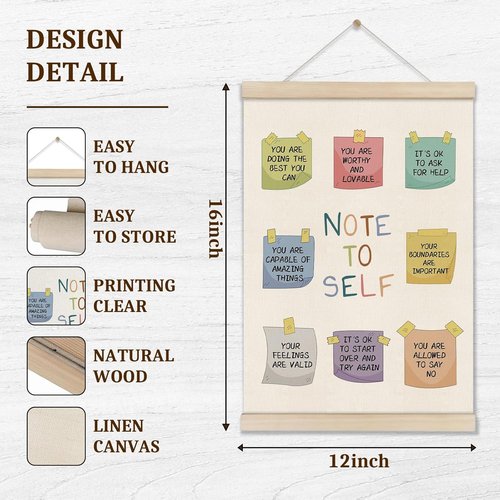 Doi-Lanee Mental Health Posters - Inspirational Canvas Wall Art Decor | Motivational 16x12 Inch Hanger Frame