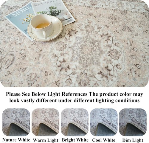 Hallway Washable Runner Rug - Vintage Soft Non-Slip 2x10 Entryway Carpet | Ideal for Kitchen, Living Room, Bathroom (Beige)