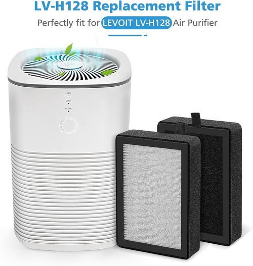 Levoit 4-Pack LV-H128 Replacement Filter - 3-in-1 Compatible Air Purifier Filters for LV-H128, PUURVSAS, ROVACS
