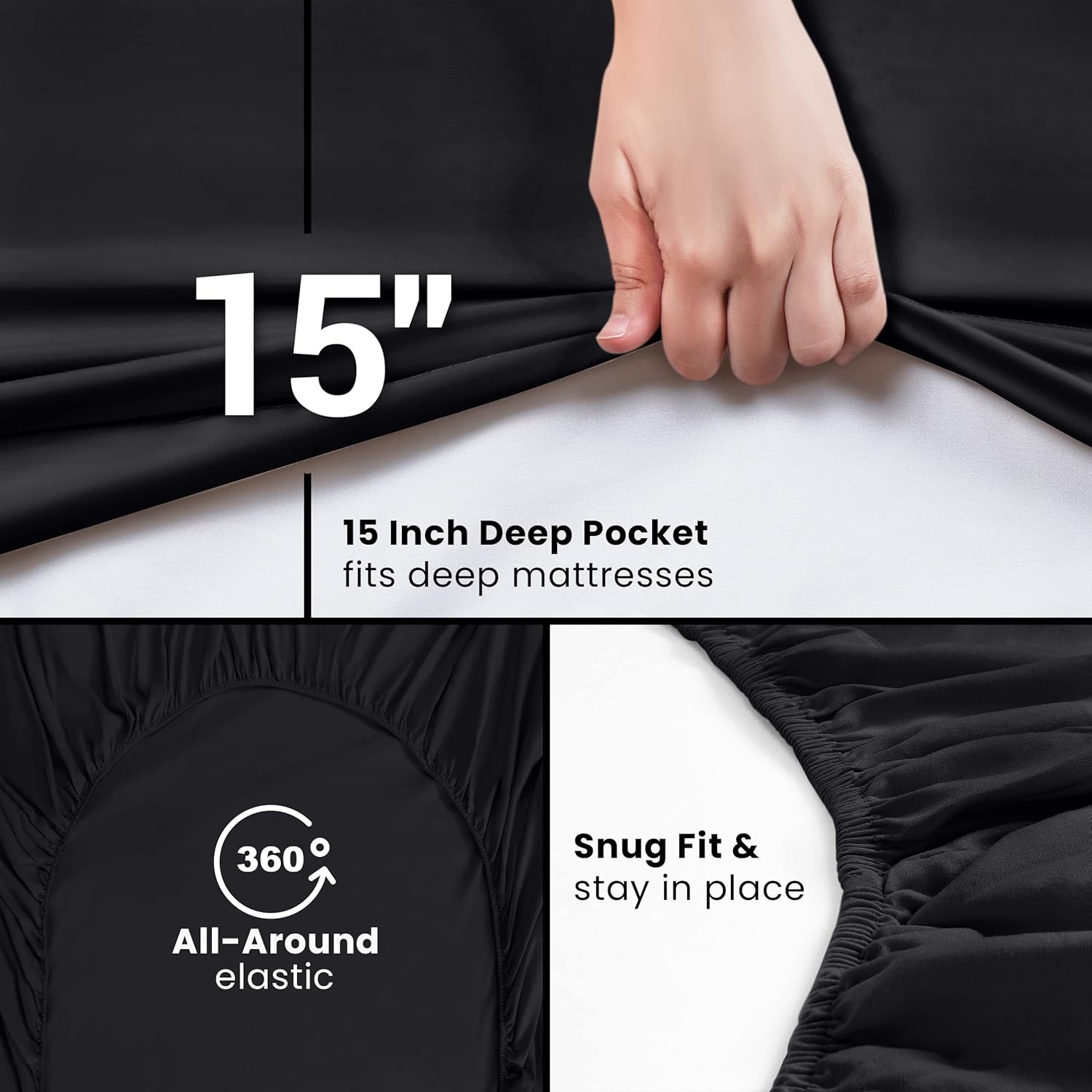 Utopia Bedding King Fitted Sheet - Deep Pocket Soft Microfiber - Fade Resistant & Easy Care (Black)