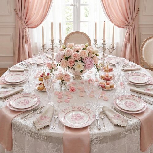 Jinei 8 Pcs Pink Floral Salad Plates Dinnerware Set Chinoiserie Ceramic Round Dessert Serving Plates 8 Inch Dinner Serving Tableware for Kitchen, Microwave Oven Dishwasher Safe