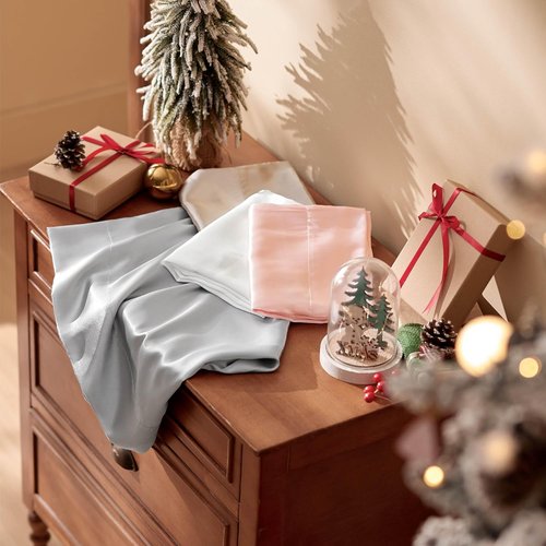 Bedsure Satin Sheets - Luxurious Silver Grey Bundle with Comforter & Duvet Insert - Soft & Elegant