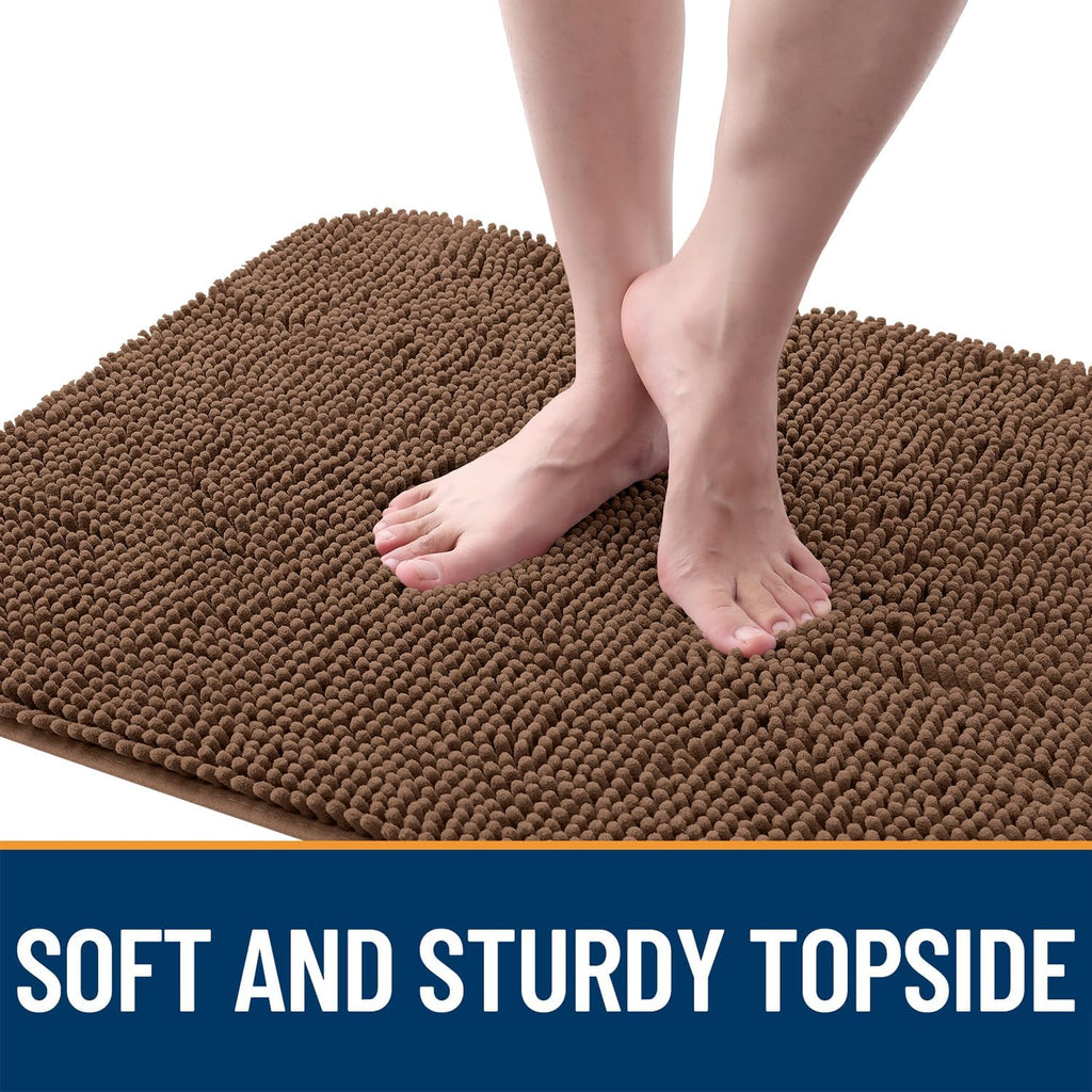 OLANLY Dog Door Mat - Absorbent Non-Slip Chenille Mat for Muddy Paws | 70x24 Mocha Indoor Carpet