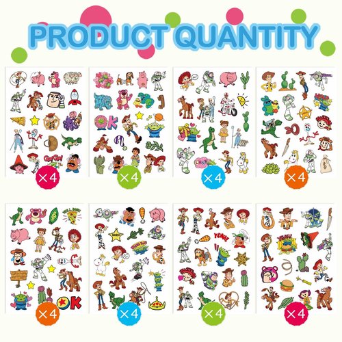 Toy Inspired Stickers, Scrapbooking, 32 Different Sheets, Teacher Reward Stickers Prizes, Toy Inspired Themed Birthday Party Favors Supplies,Recommended Age 18 (Style A)