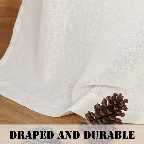 H.VERSAILTEX Linen Blended Tab Top Curtains for Living Room/Bedroom - Elegant Energy Efficient Light Filtering Window Treatments (Set of 2, 52" x 84", Ivory)