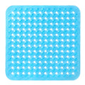 Yimobra Square Shower Mat Non Slip, Super Strong Suction Cups, 21"x21" Bath Tub Mat with Drain Holes, Machine Washable Fast Draining Bath Mats, Bathroom Essentials,Clear Blue