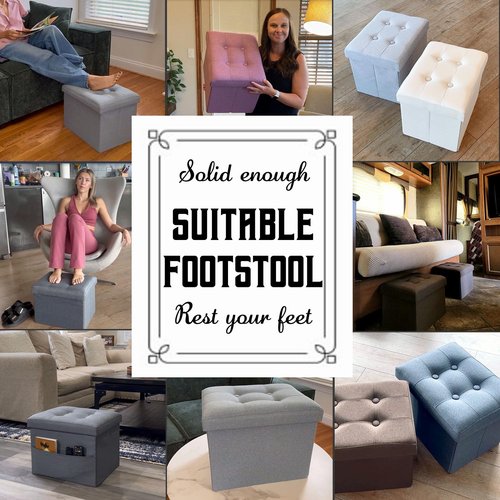 Docvania Ottoman Storage Ottoman Foot Rest Stool Foldable Bench Student Dormitory Bedroom and Entryway Storage 17 X 13 X 13