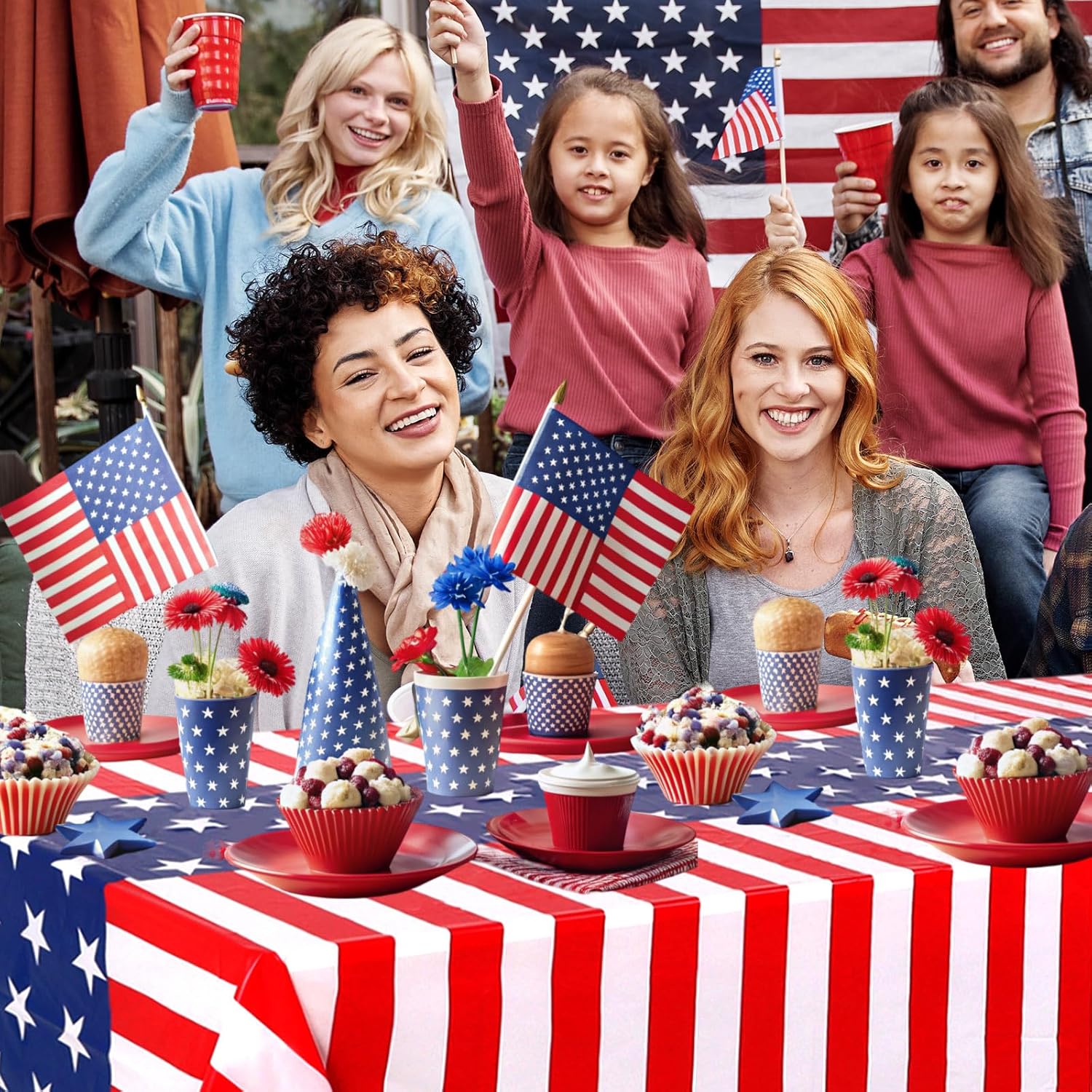 Regine Switzerland Patriotic Tablecloths - Disposable Plastic Covers for Rectangle Tables | 108 x 54 Inch, Perfect for 4th of July Celebrations