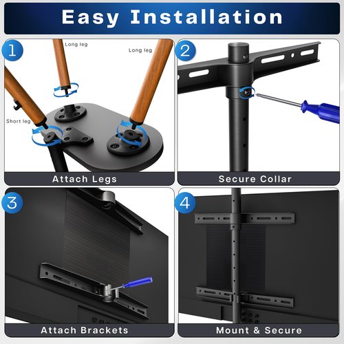 VIVO Artistic Easel 43 to 65 inch LED LCD Screen, Studio TV Display Stand, TV Mount with Swivel and Storage Shelf, Tripod Base, Black Bracket, Dark Walnut Legs, STAND-TV65A-S