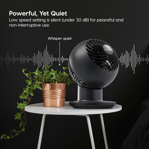 IRIS USA WOOZOO Air Circulator Fan with Remote, Oscillation, 5 Speeds, 82ft Max Air Distance, 90° Adjustable Tilt, 30db Quiet Motor, Small Fan for Bedroom, Office, Dorm, Black