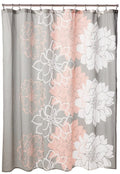 Madison Park Lola 100% Cotton Shower Curtain, Casual Large Floral Design, Modern Bathroom Decor, Machine Washable, Fabric Privacy Screen 72x72", Grey/Peach