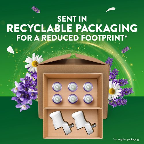 Air Wick Plug in Scented Oil Starter Kit, 2 Warmers + 6 Refills, Lavender & Chamomile, Eco Friendly, Essential Oils, Air Freshener