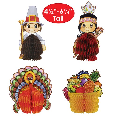 Beistle Thanksgiving Mini Centerpieces 12 Piece, 4"-5", Multicolored