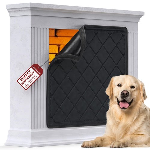 NABOWAN Magnetic Fireplace Cover Easy Install - Indoor Fireplace Blanket to Block Cold Air Reduce Energy Costs, Fireplace Draft Stopper with Full Frame Hook & Loop and Built-in Magnets (32 x 36 Inch)