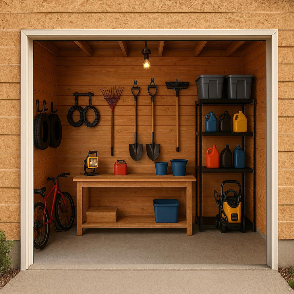 Skiennix Garage Hooks - Heavy Duty Wall Mount Tool Organizer for Ladders, Bikes & Garden Tools | 4 Pack