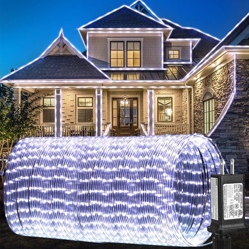 184FT 1000LED Rope Lights Outdoor, Outside LED Rope Lights Plug in String Lights Waterproof 8 Modes Clear Tube Lights for RV Camping Pool Patio Garden Christmas Tree Holiday Decoration(Cool White)