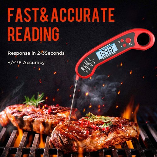 Meat Thermometer Digital - Instant Read Waterproof Kitchen & Grill Thermometer for BBQ, Turkey, Candy, Beef