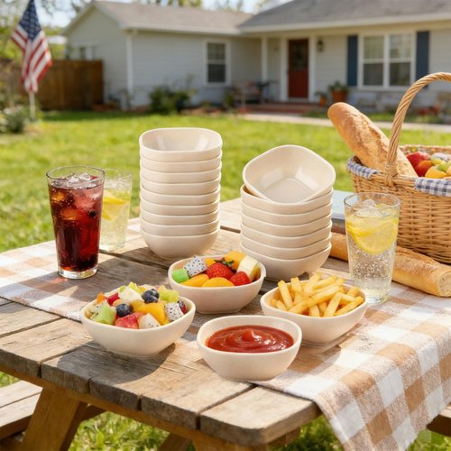 VUDANZYER Unbreakable Dipping Bowls, 9 Pack Wheat Straw Soy Sauce Dishes 4.5 oz, Small Dessert Bowls, Dipping Sauce Cups, Mini Prep Bowls, Dip Bowls for Side Dish, Ketchup, BBQ-Beige