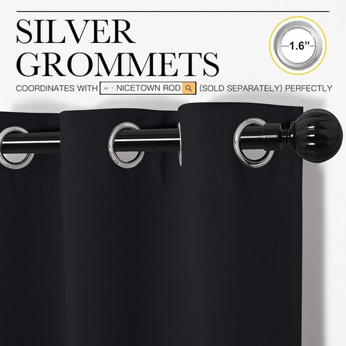 NICETOWN Blackout Curtains for Halloween - Thermal Insulated Drapes | 2 Panels, 55" x 90", Black