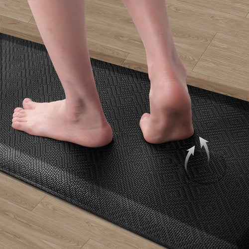 Mattitude 4/5 Inch Thick Kitchen Mat Cushioned Anti-Fatigue Floor Mat Water Resistant Non-Slip Mats and Rugs Standing and Comfort Desk Mats for House Sink Office Laundry (Black, 17.3"x60")