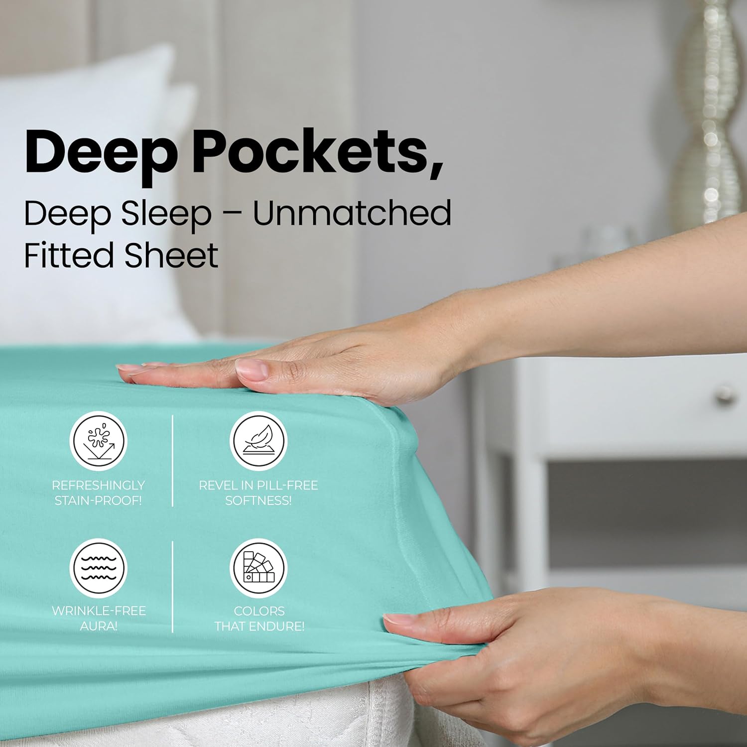 Utopia Bedding Full Fitted Sheet - Soft Microfiber - Deep Pocket - Spa Blue - Fade Resistant & Easy Care