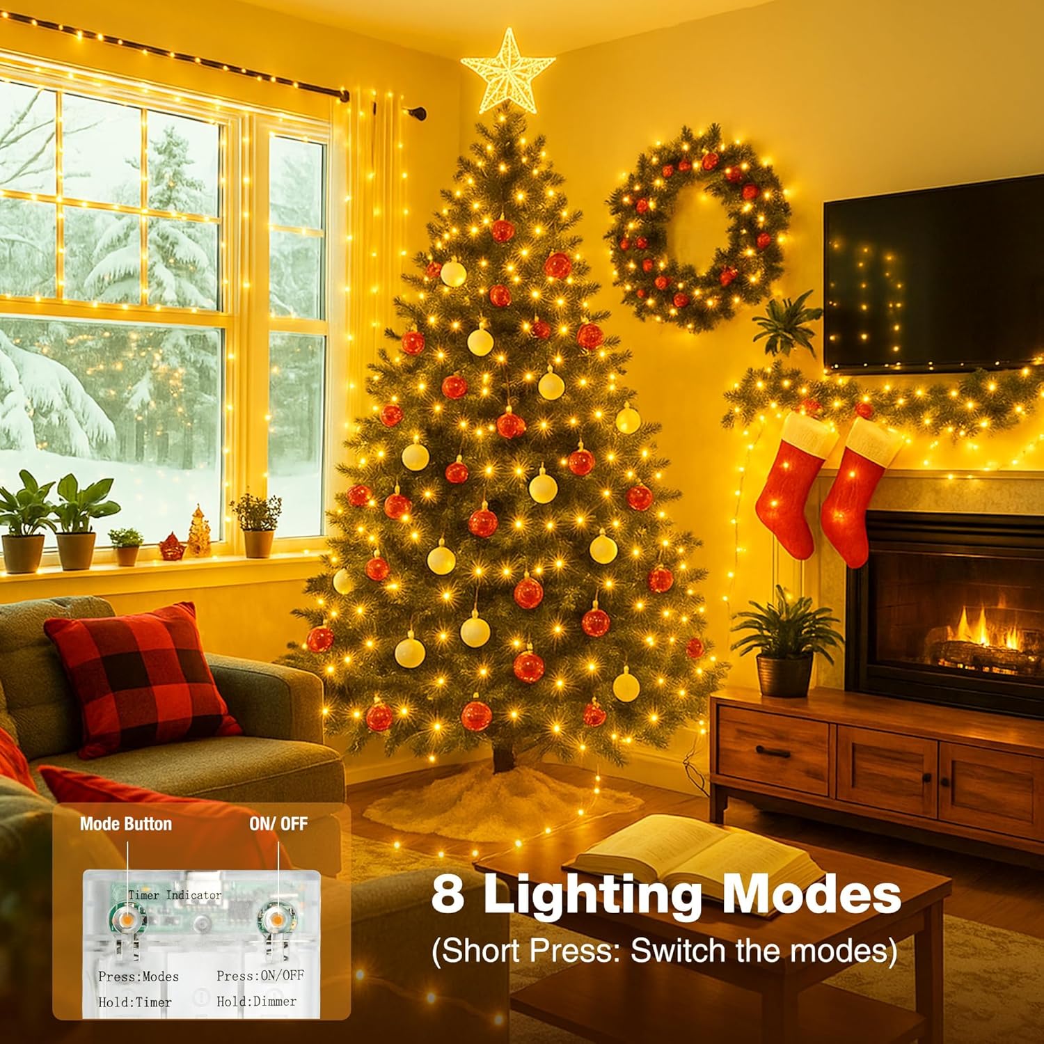 Skiennix 50 LED Fairy Lights - 16FT Battery Operated String Lights with Timer & 8 Modes | Warm White