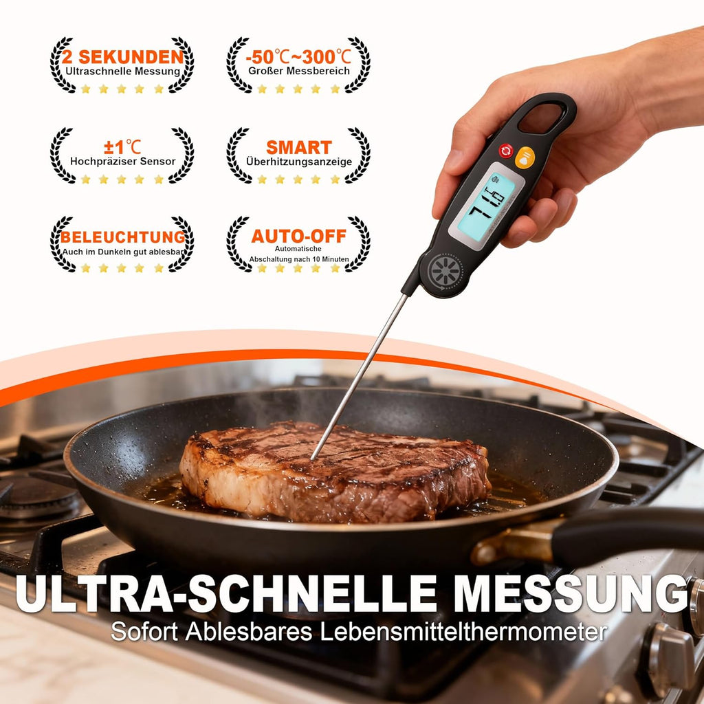Antonki Digital Meat Thermometer - Instant Read Cooking Thermometer with Backlight for BBQ & Baking