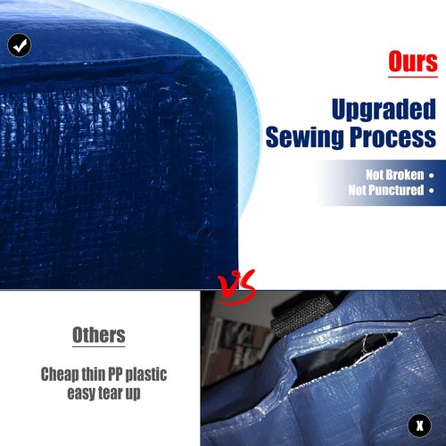 Cosy Family Heavy Duty Moving Bags - 12 Pack with Backpack Straps & Strong Zippers | X-Large Blue Storage Totes