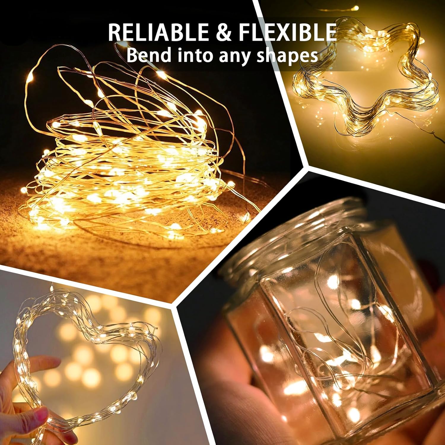 Yellow Fairy Lights - 7Ft 20 LED Twinkle String Lights | Battery Operated & Waterproof for Festive Decor