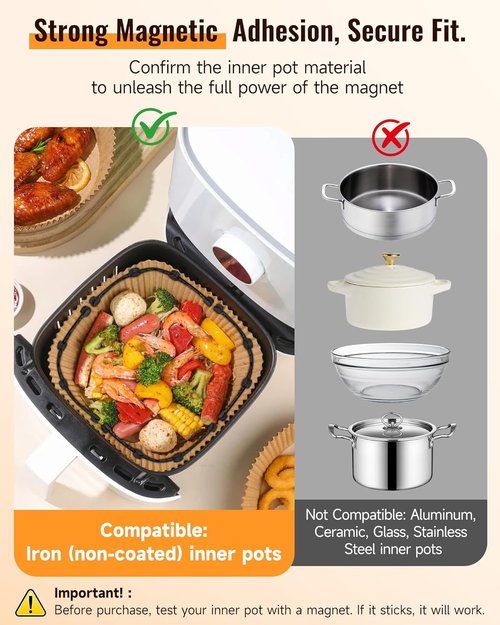 Air Fryer Magnets - 4Pcs Non-Segmented Silicone Buckle Accessories for Safe Parchment Paper Use