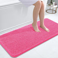 OLANLY Bathroom Runner Rug - Soft Absorbent Chenille with Rubber Backing | Quick Dry, Machine Washable, 47x20, Hot Pink