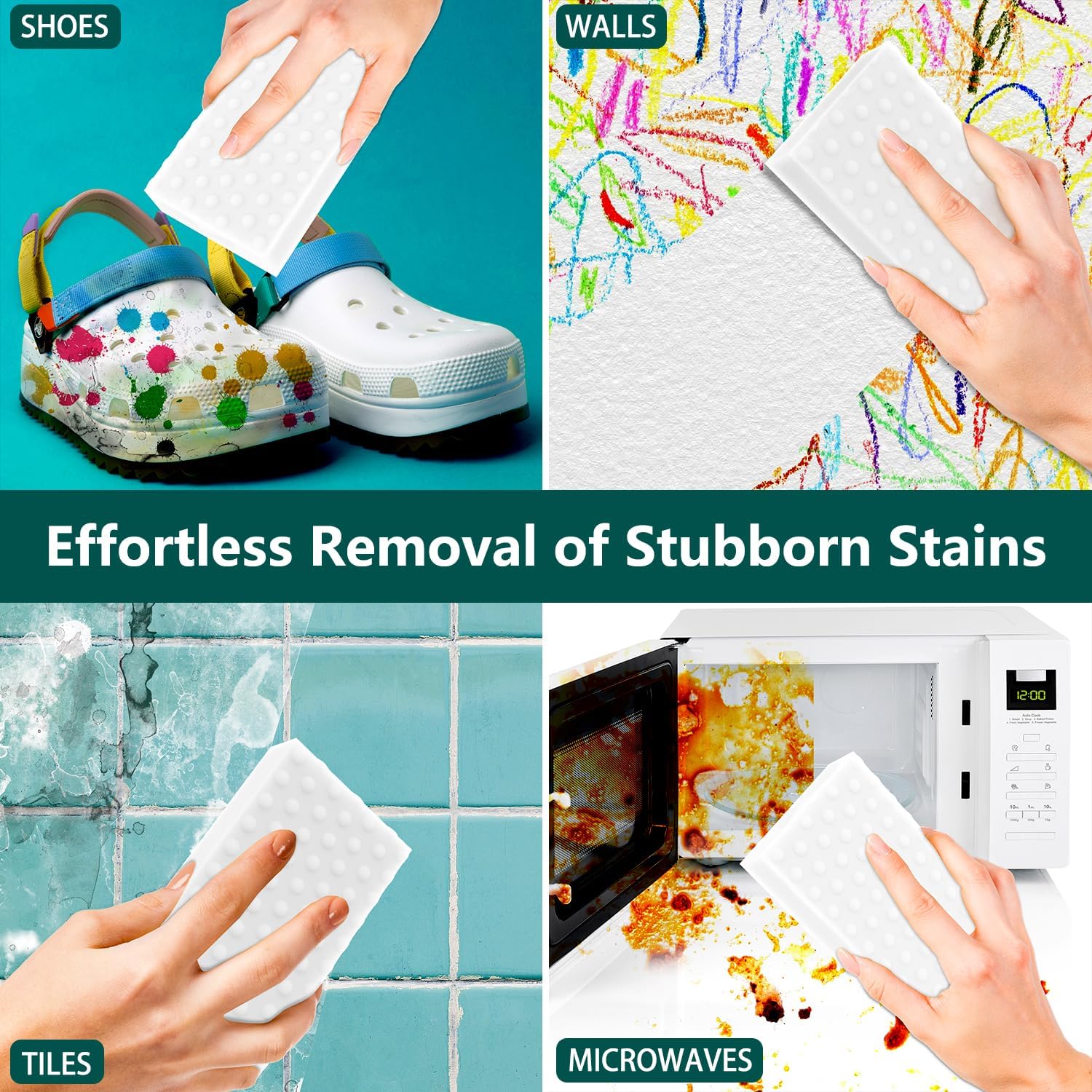 Skiennix Magic Sponges - 20 Pack Long-Lasting Melamine Cleaning Erasers for Home & Kitchen