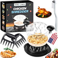 VERSALINES 3 Layer Pro Chicken Shredder with Removable Tray, Meat Claws, Brush - 10'' Chicken Breast Shredder Tool Twist, Meat Grinder Machine, Meat Shredder, Anti-Slip - For Chicken Beef Pork Veg